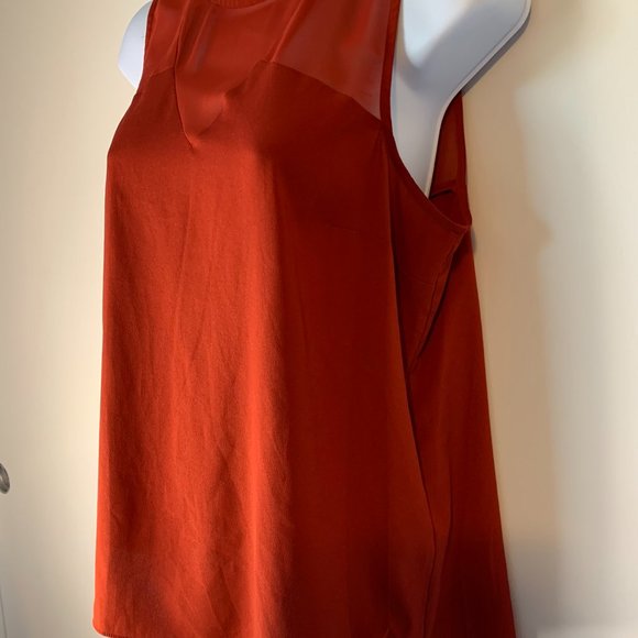 1State Sleeveless Sheer Tank Red Size M - Picture 2 of 4
